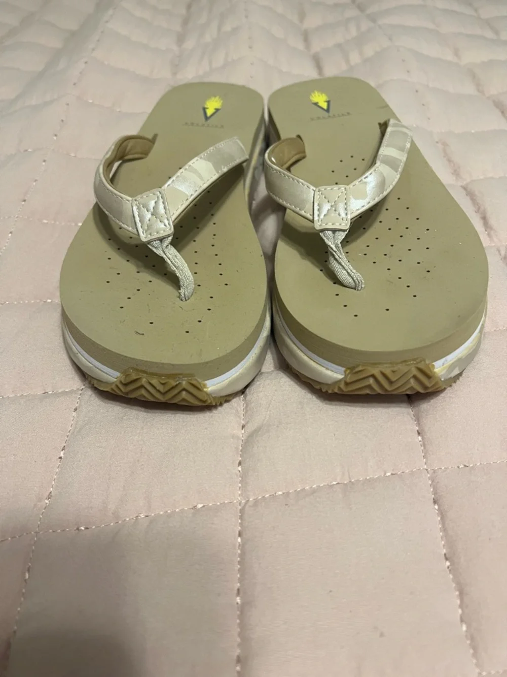 Women's Beige Platform Flip Flop Sandals - Lightweight Neutral Comfort - Picture 2 of 6